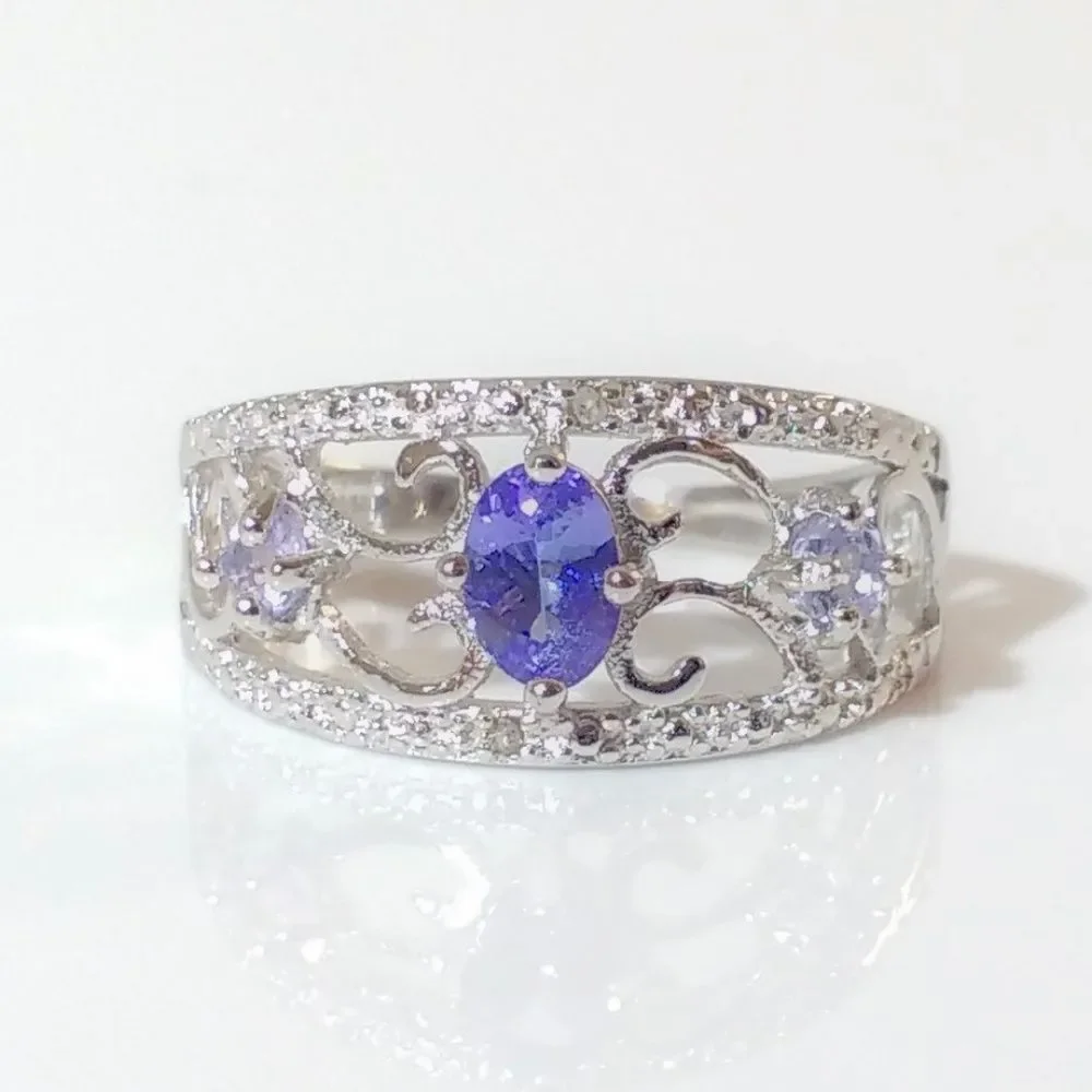 Tanzanite Ring Sterling Silver Size 8